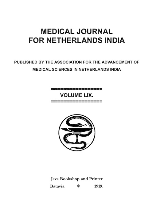 Cover of van Steenis, P.B. ‘Some epidemiological remarks about the flu in the Magelang Division, 1918’, Medical Journal for the Netherlands Indies, 1920.